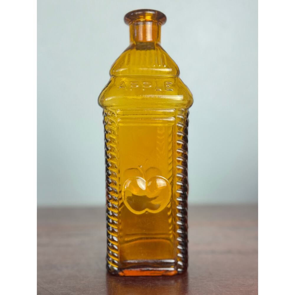 Amber Glass Bottle Wheaton Berrings Apple 1970s Barware Decor